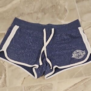 Justice Blue Athletic Shorts with White Trim